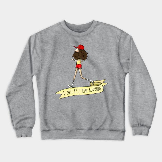 I just felt like running Crewneck Sweatshirt by agrapedesign